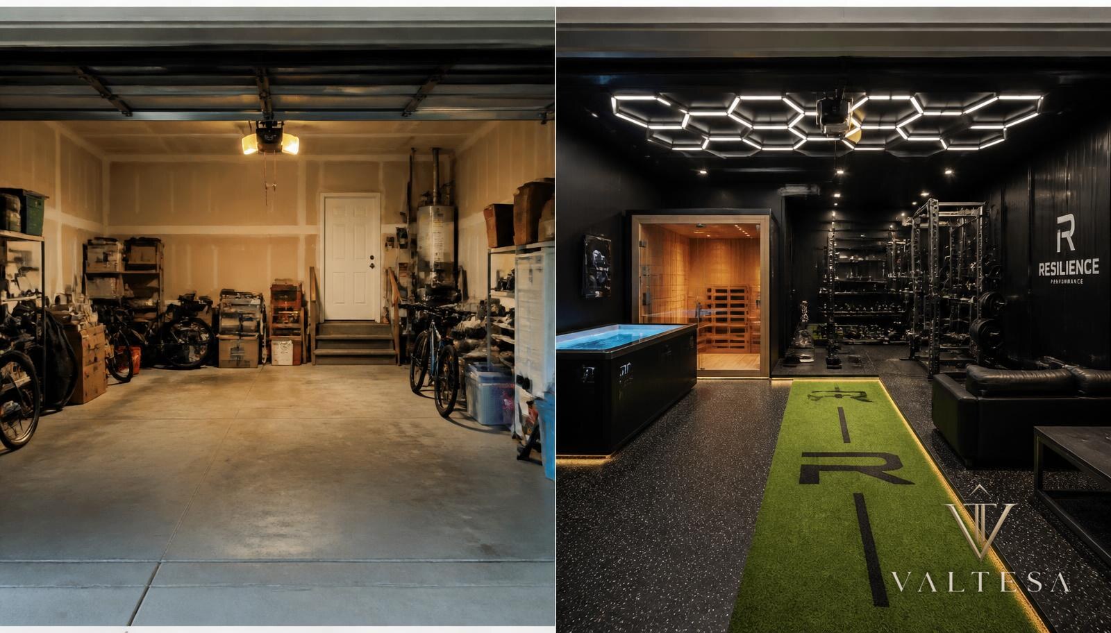 Before and after garage transformation
